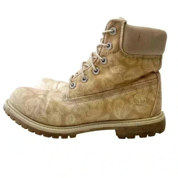 Timberland Boots 6” Premium Lace Up LTD ED Paisley Print Tan Brown Size 9 - Picture 5 of 16
